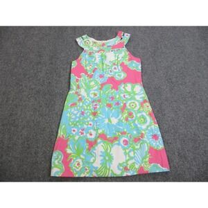 Lilly Pulitzer Lindy Beaded‎ Shift Dress Womens 10 Sleeveless Floral Pearl Trim